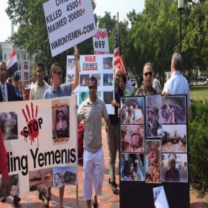 اليمنيون أمام البيت الأبيض وبالتزامن مع لقاء أوباما سلمان يهتفون ضد العدوان ويدينون جرائم السعودية بحق الشعب اليمني1