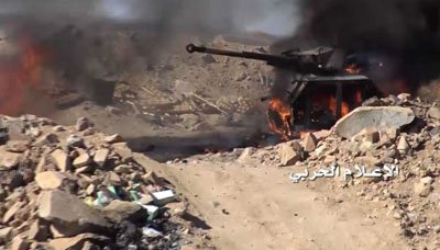 لحج: مصرع أحد قيادات المرتزقة وتدمير دبابة بكرش