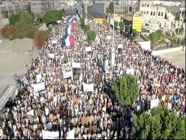 بيان مسيرة اليوم الثلاثاء "جريمة سوق نهم" متعمدة من العدوان السعودي الامريكي والشعب لن يخضع "التفاصيل"
